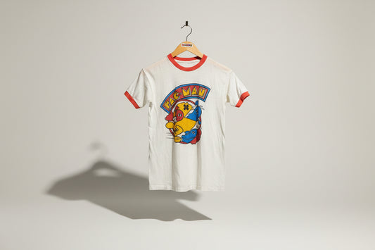 Pacman Vintage Tee Graphic White/Red/Blue/Yellow