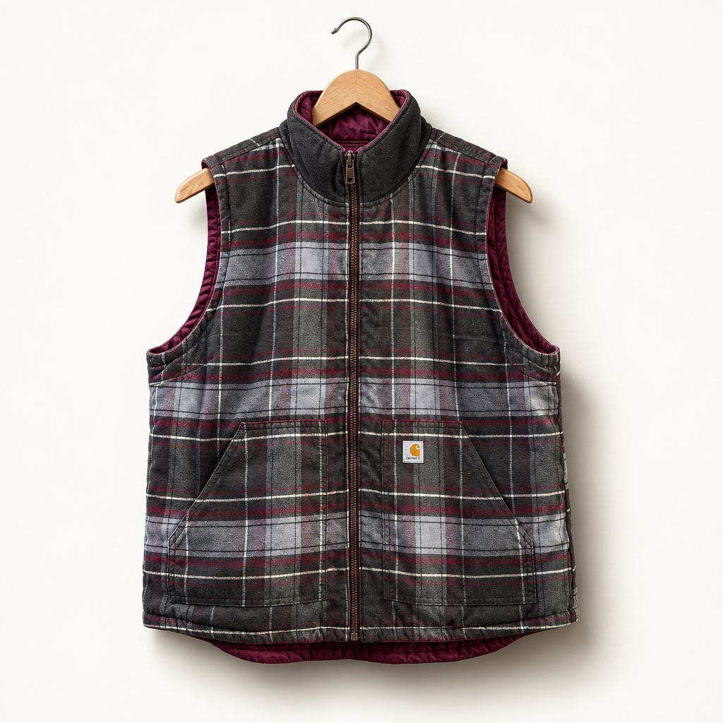Carhartt Plaid Vest Pink & Grey Size XL