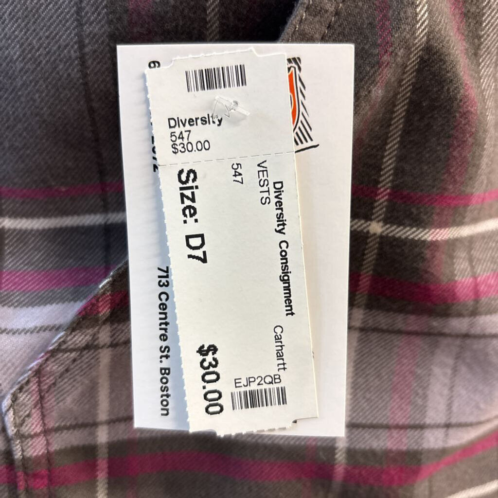 Carhartt Plaid Vest Pink & Grey Size XL