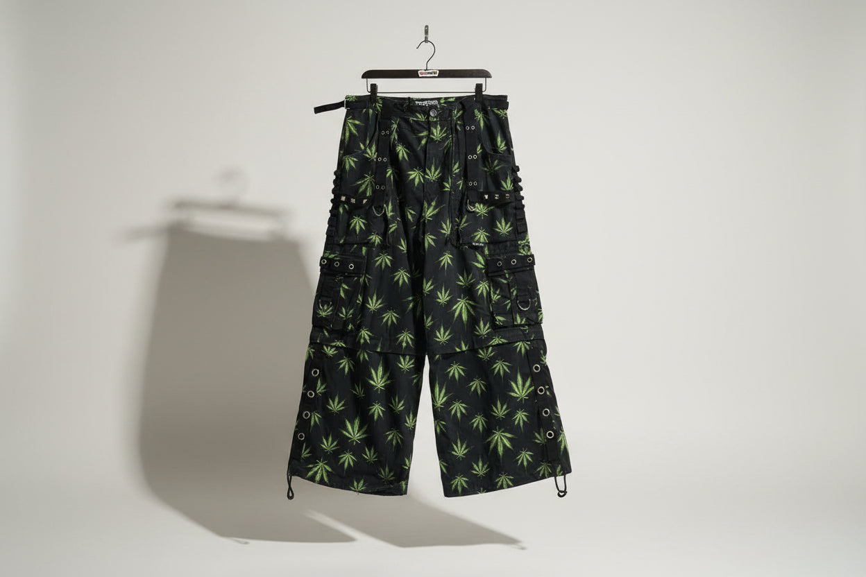 Tripp NYC Weed Print Cargo Pants Black Ladies Size D6