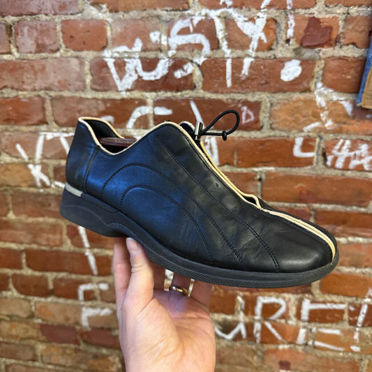 Reiker Black Drawstring Leather Sneakers Size 10L