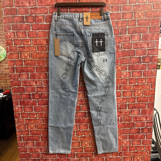 NWT Saint Morta Blue Jeans W/ Chain Size 30