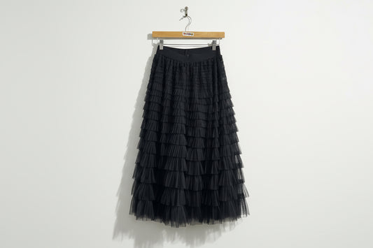 Kelly Ori Black Tiered Maxi Skirt Size L