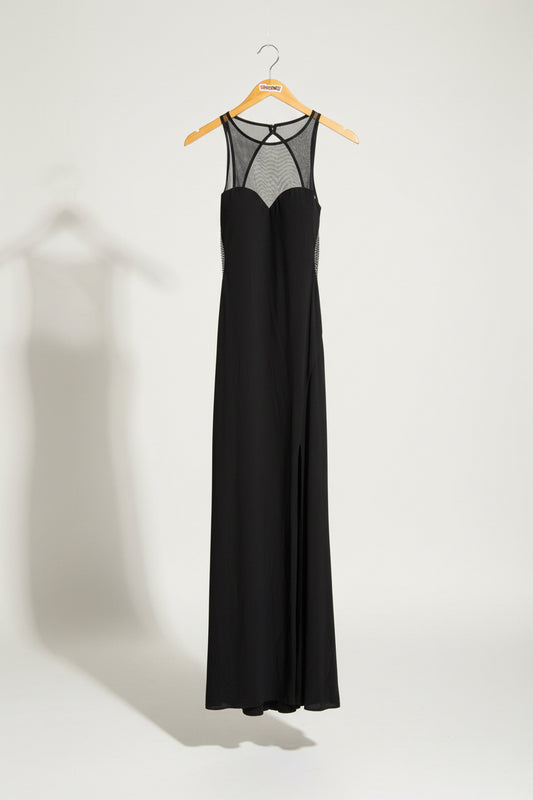 Blondie Nites Black Pearl Beaded Backed Maxi Dress Size D1