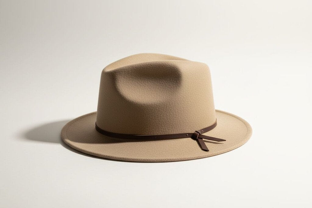 Yellow 108 Light Brown Wool Fedora Hat Size XL