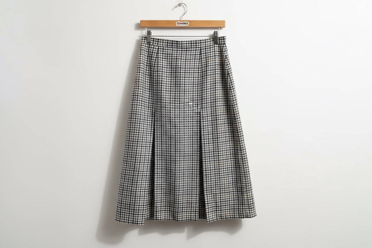 St. Michael Vintage Maxi Skirt Plaid Wool AS-IS Navy/Tan Size 14