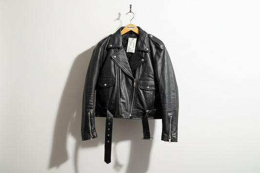 Straight to hell Leather Biker Jacket black Size D5