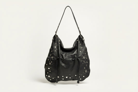 Vintage 80s Leather Studded Bag Black