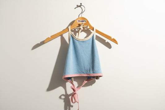 Vintage 70s Tulip Tops Halter Tank Blue Size D1