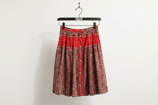 Vintage 50s Modas Gary Acapulco Printed Skirt Red Size D3