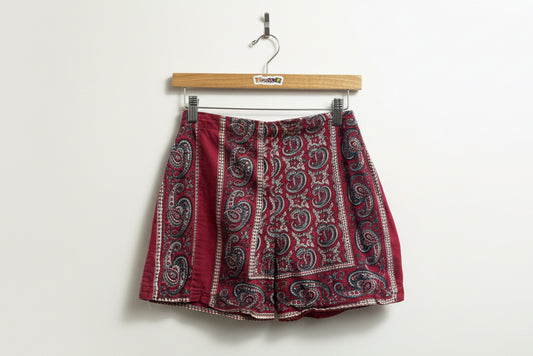 Vintage Bandana Shorts Red Ladies Size D3