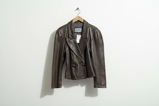 Jane Norris Brown Leather Blazer Jacket Ladies Size M