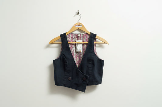 DBLA Vest Crop Pinstripe Navy Ladis Size S