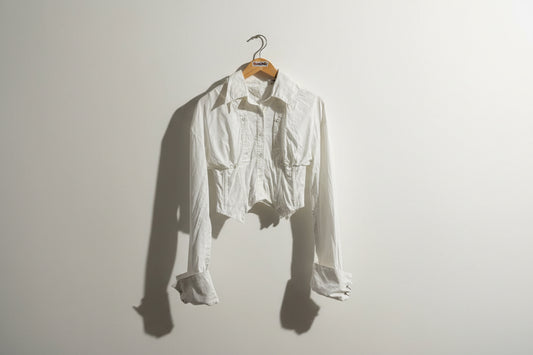 24ans Button Up Double Sided Corset Bottom White Ladies Size S