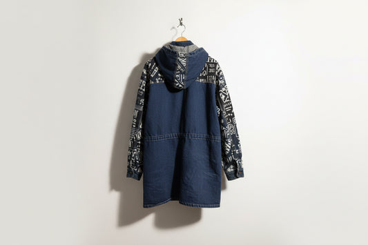 Vintage “Used” Brand Long Denim Jacket Blue Men’s Size L