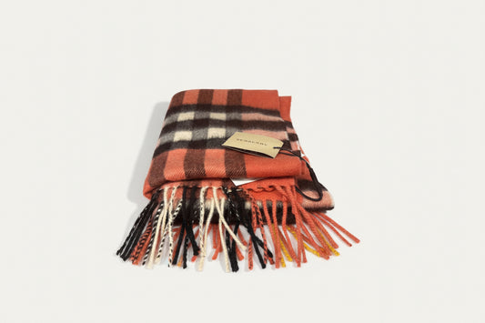 NWT Burberry Scarf Cashmere Plaid Pink/Black/Yellow/White