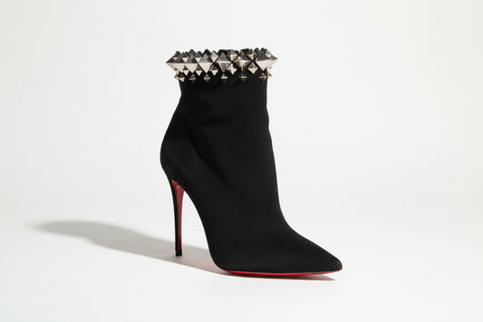 Christian Louboutin Black Studded Ankle Boots Size 37.5 (as is)