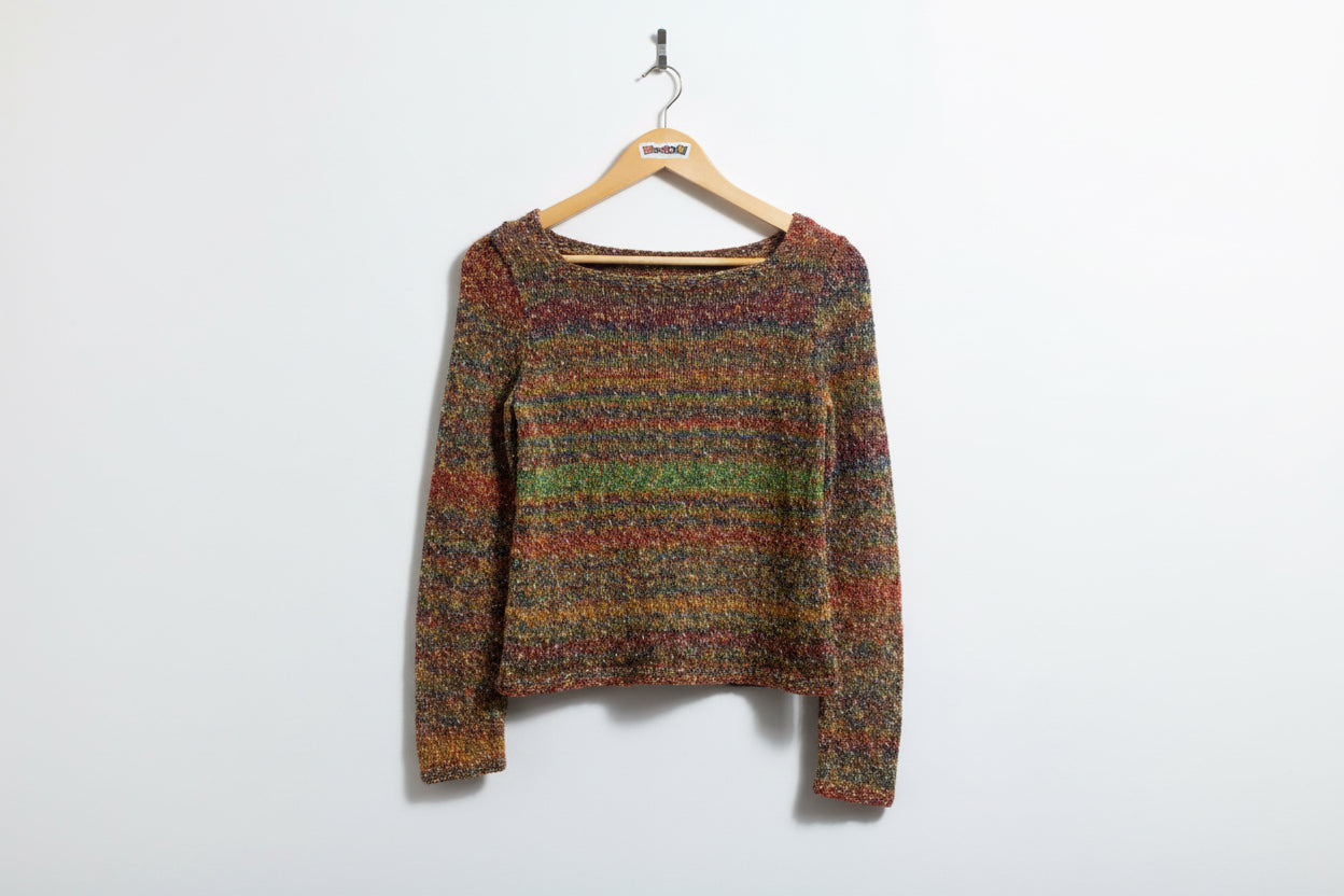 Handmade Sweater Square Neck Multi Size XS