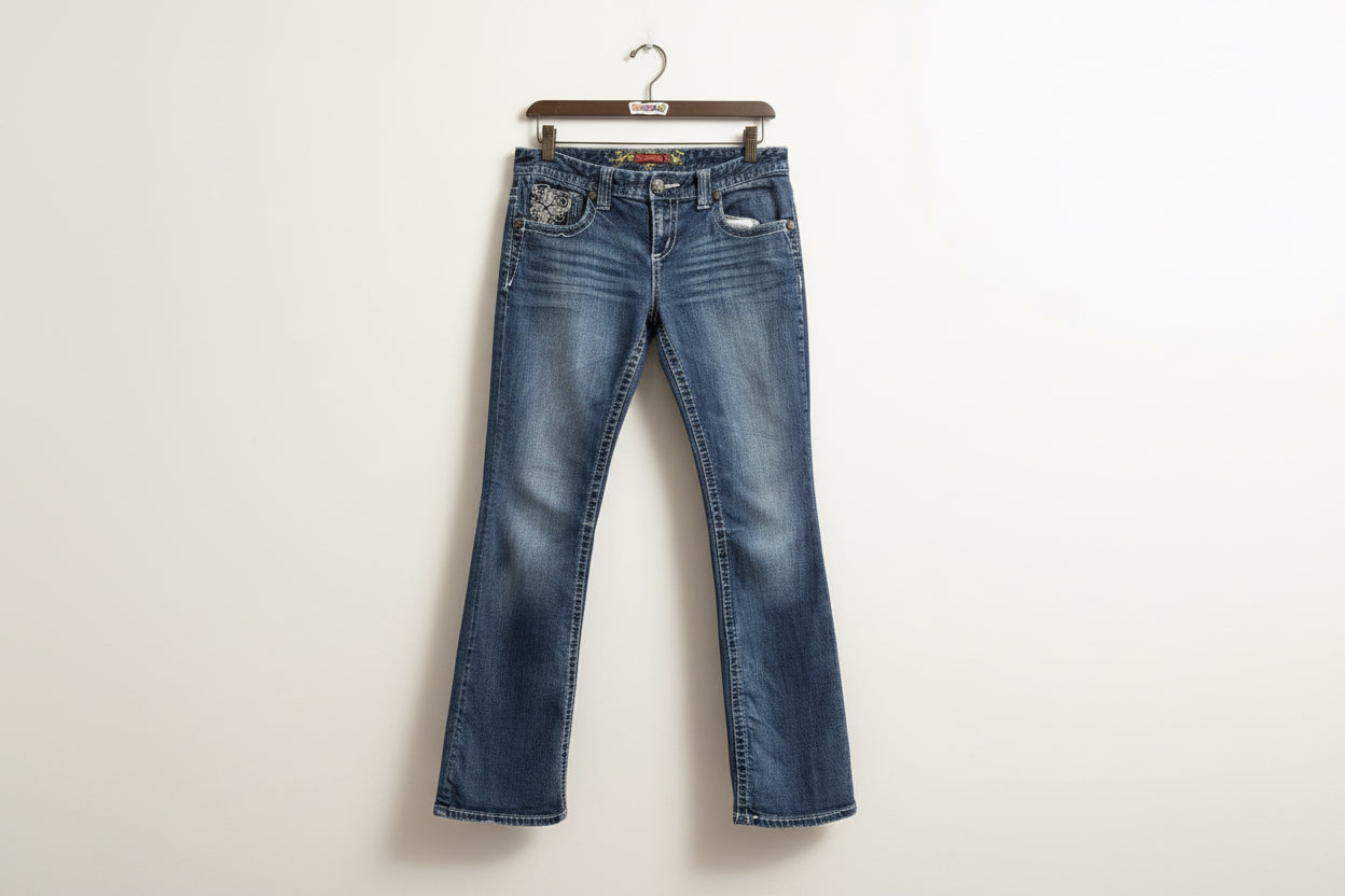 Maurices Jeans Bootcut Lowrise Thick Stitch Blue Ladies Size 7/8