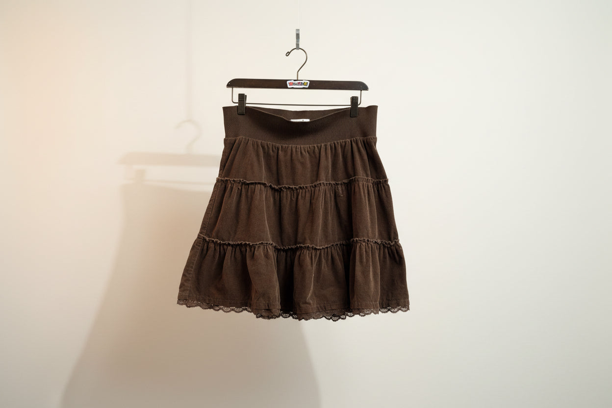 Johnnie M. Midi Skirt Y2K Corduroy Brown Size 11