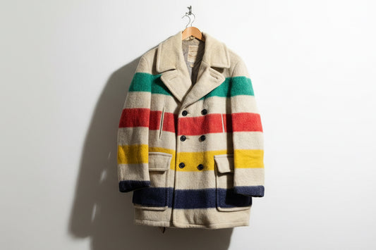 Hudson Bay Company Vintage Blanket Coat Wool White/Multi Men’s Size XL