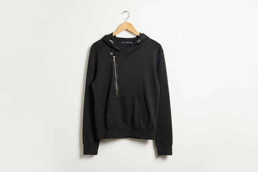 Ralph Lauren Hoodie 1/2 Zip Asymmetrical Black Size M