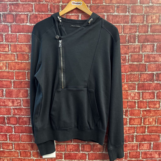 Ralph Lauren Hoodie 1/2 Zip Asymmetrical Black Size M