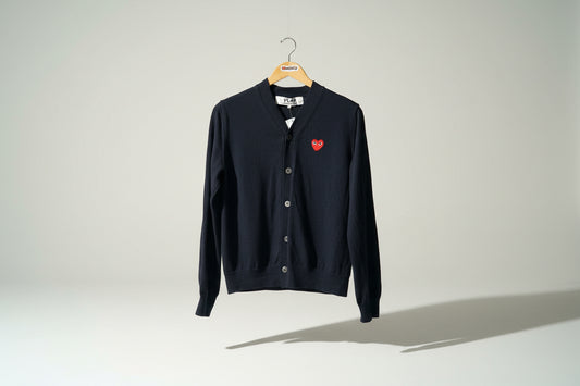 Comme Des Garcons PLAY Cardigan Wool AS-IS Lil Heart Logo Navy Size M