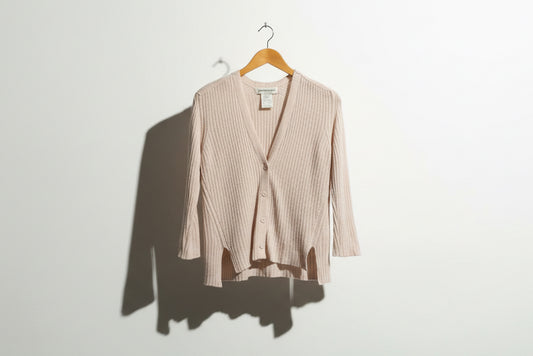 Lamberto Losani Cardigan Cashmere Ribbed Pink Ladies Size M