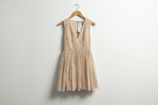 NWT Alice + Olivia Mini Dress Tank Sparkles Tan Size 4