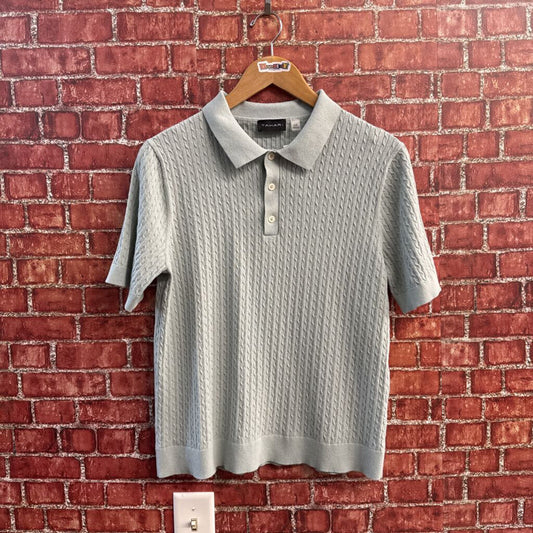 Tahari Blue Knit Polo Shirt Size M