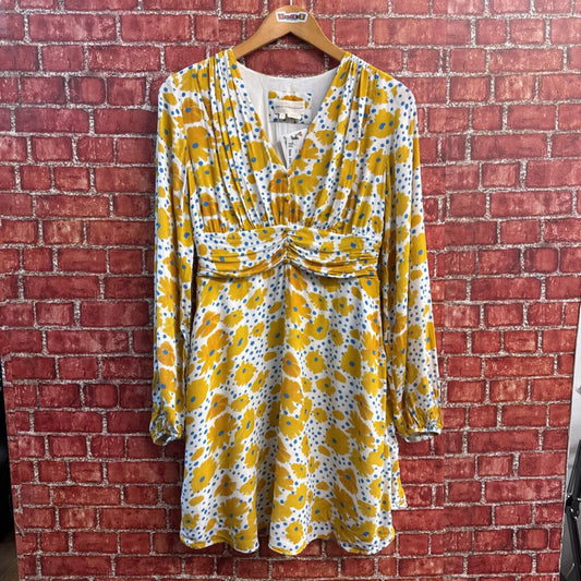 Anthropologie Yellow Floral LS Mini Dress Size S