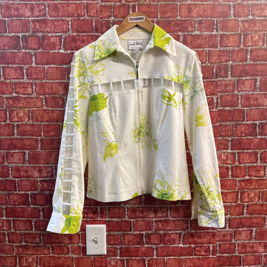 Joseph Ribkoff Paint Splatter White + Sheer Size 10