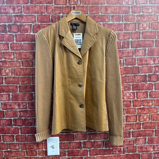 Maurice Sasson Brown Leather Front Jacket Size M