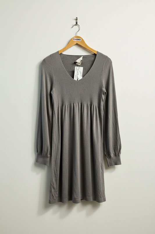 Barneys NY Co Op Midi Dress Silk Blend Long Sleeve Grey Size L