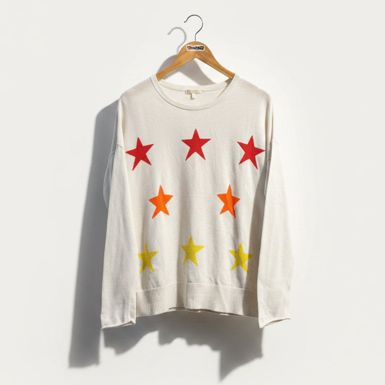 Lisa Todd Crewneck Stars White/Multi Ladies Size L