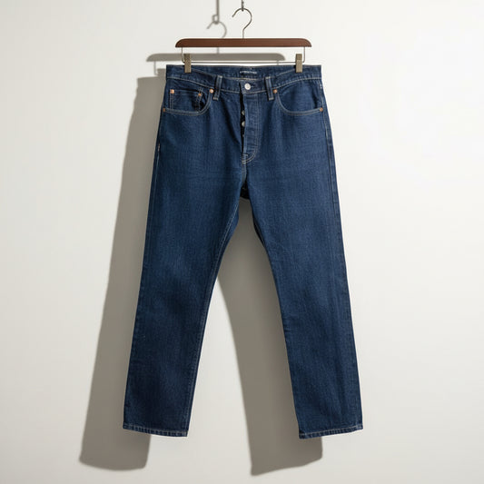 Levis 501 Selvedge Jeans Slim Buttonfly Crop Blue Men’s Size 31