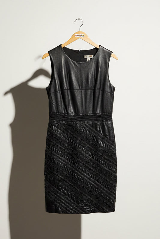 Bailey/44 Faux Leather Midi Dress Tank Texture Bottom Black Size L