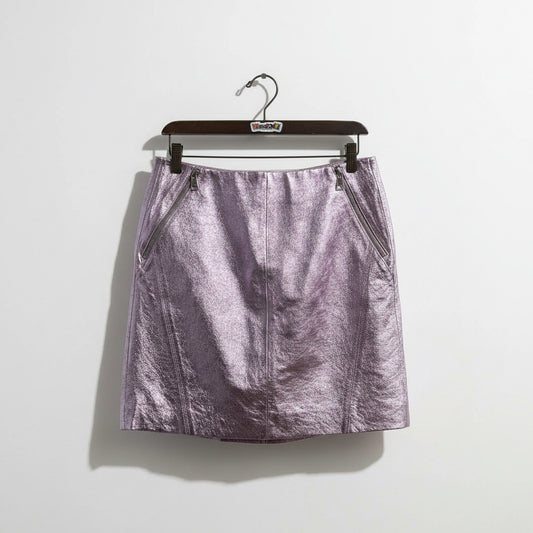 NWT Karl Lagerfeld Kaia Mini Skirt Metallic Pink Size 44