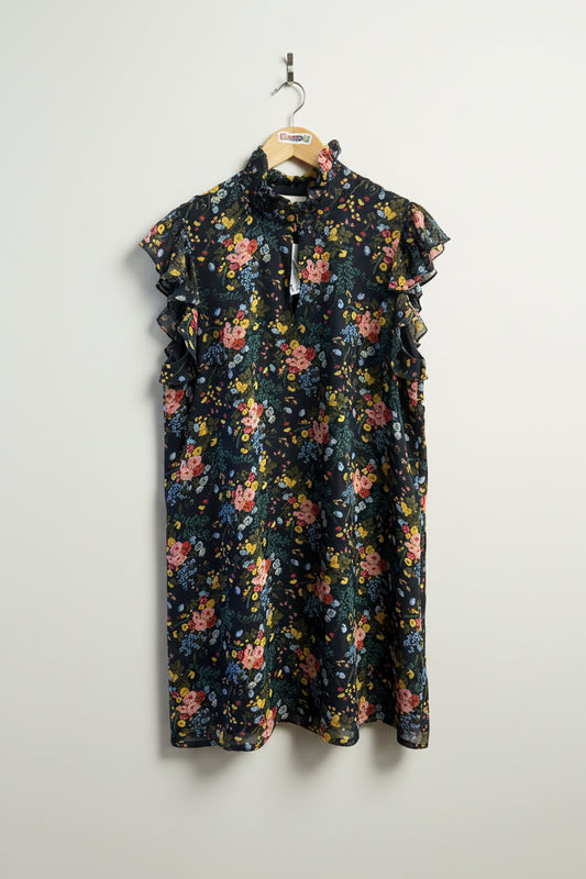 Madewell x No.6 Midi Dress Floral Silk Black/Multi Size 12