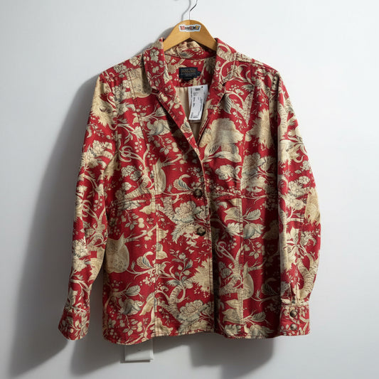 Pendleton Jacket Floral Red/Tan Ladies Size XL