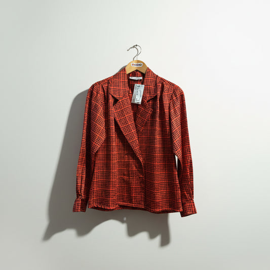 Vintage Oscar De La Renta Red Check Pattern Blazer Ladies Size 4