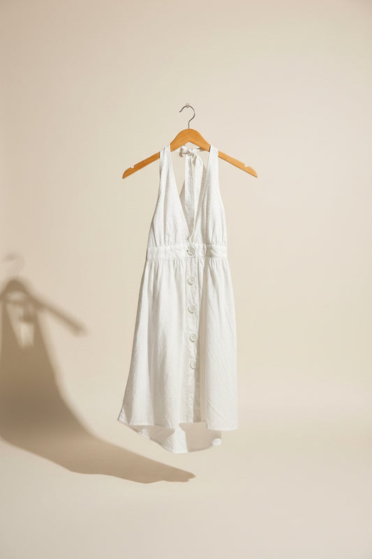 Tramp Halter Tunic Eyelet Top Sheer White Ladies Size L