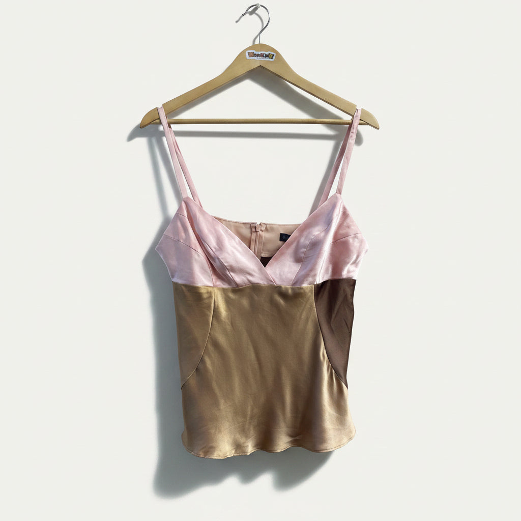 Shin Choi Silk Tank Color Block Brown/Pink Ladies Size L