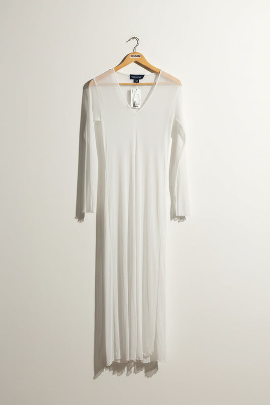Ralph Lauren Blue Label Maxi Dress Sheer White Size L