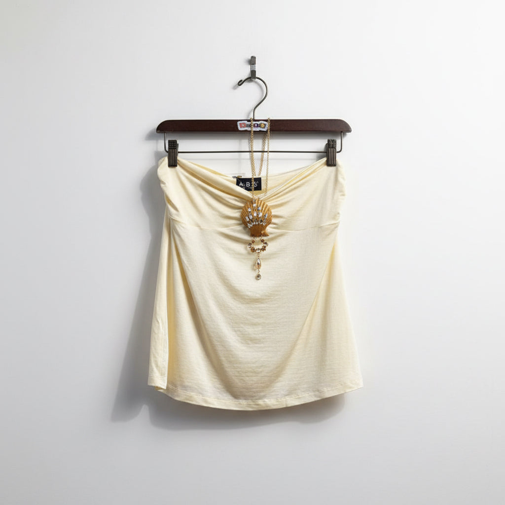 A.B.S. Y2K Halter Stretch Metal Shell/Neck Chain Yellow/Gold Ladies Size L