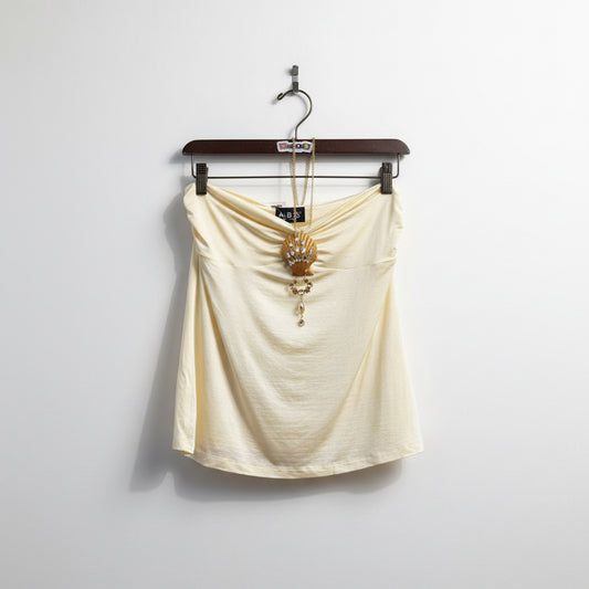 A.B.S. Y2K Halter Stretch Metal Shell/Neck Chain Yellow/Gold Size L