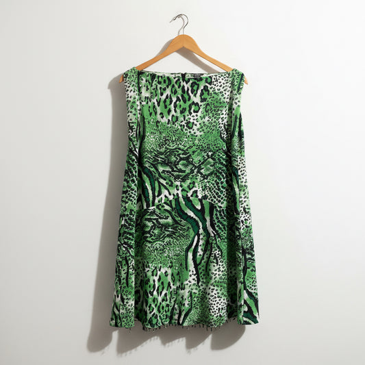 Victor Costa Green Leopard Pattern Maxi Skirt Size L