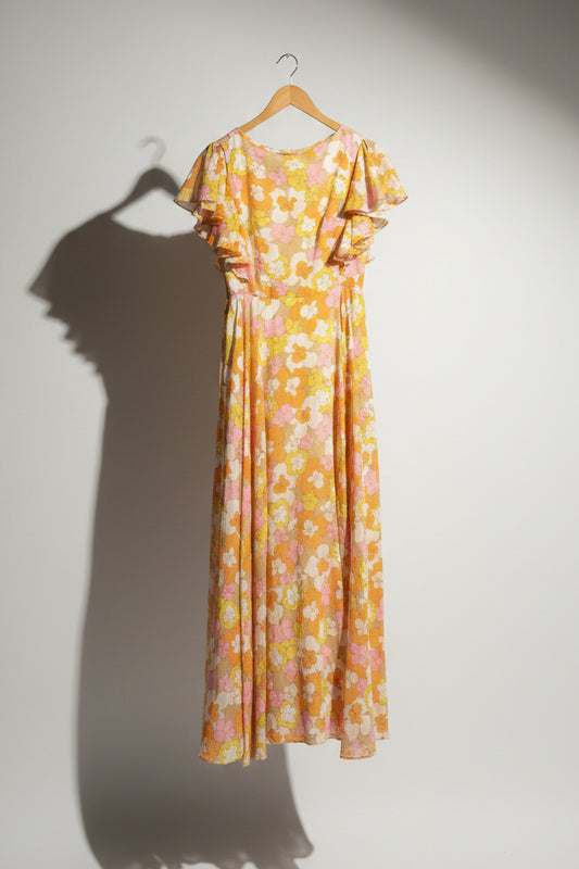 Lilli Diamond Vintage 60s Floral Maxi Dress Size S