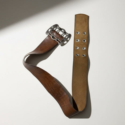 Vintage Colette Collective Brown Wide Leather Belt Size S/M